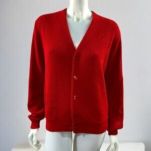 Vintage 1980s Munsingwear Grand Slam Red Cardigan - Golf Sweater - Size Small